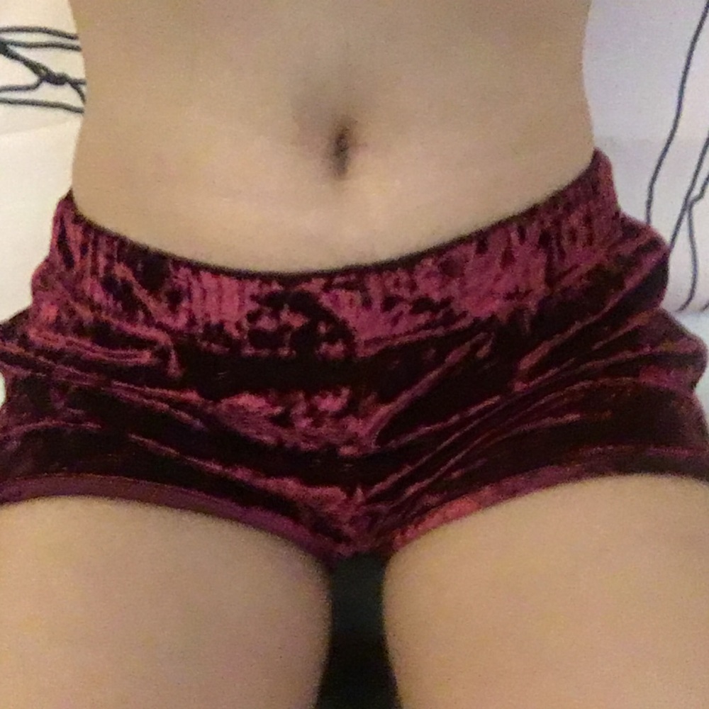 burgundy (velvet) shorts